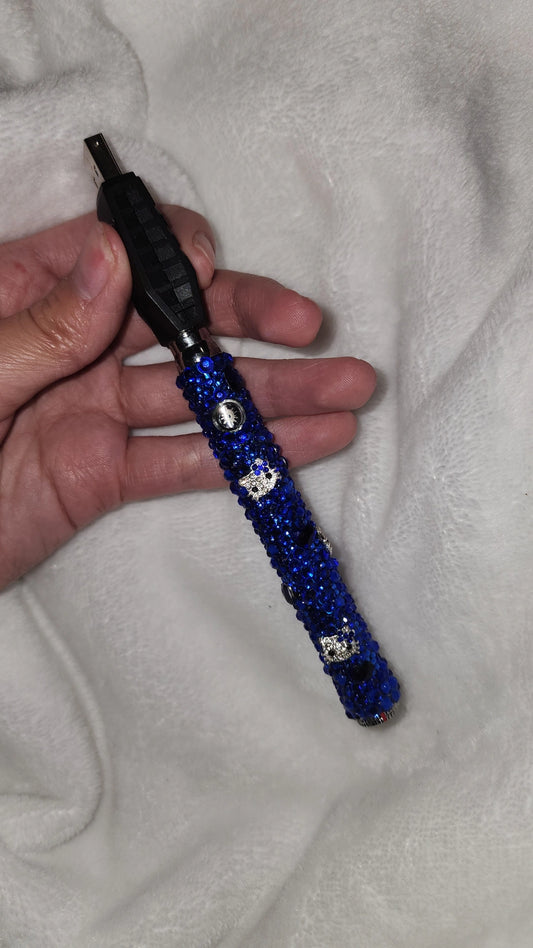"sapphire" - dark blue hello kitty bedazzled battery cart vape pen